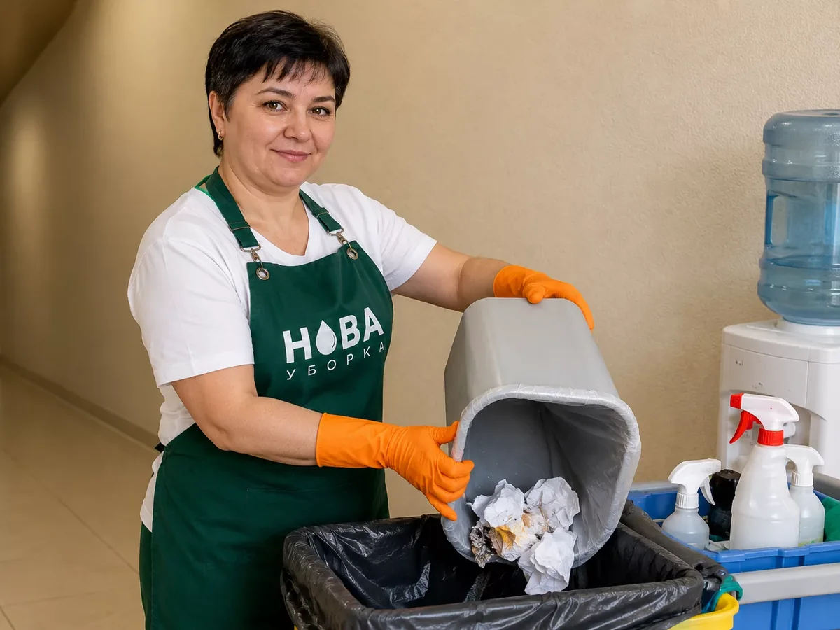 Клинер НОВА за работой — регулярная уборка офисов в Казани