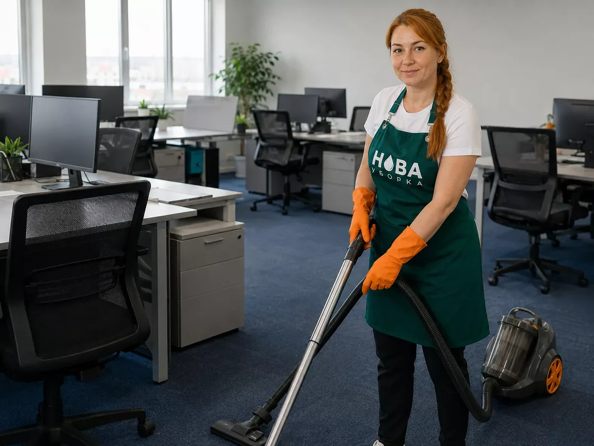 Клинер НОВА за работой — генеральная уборка офисов в Казани