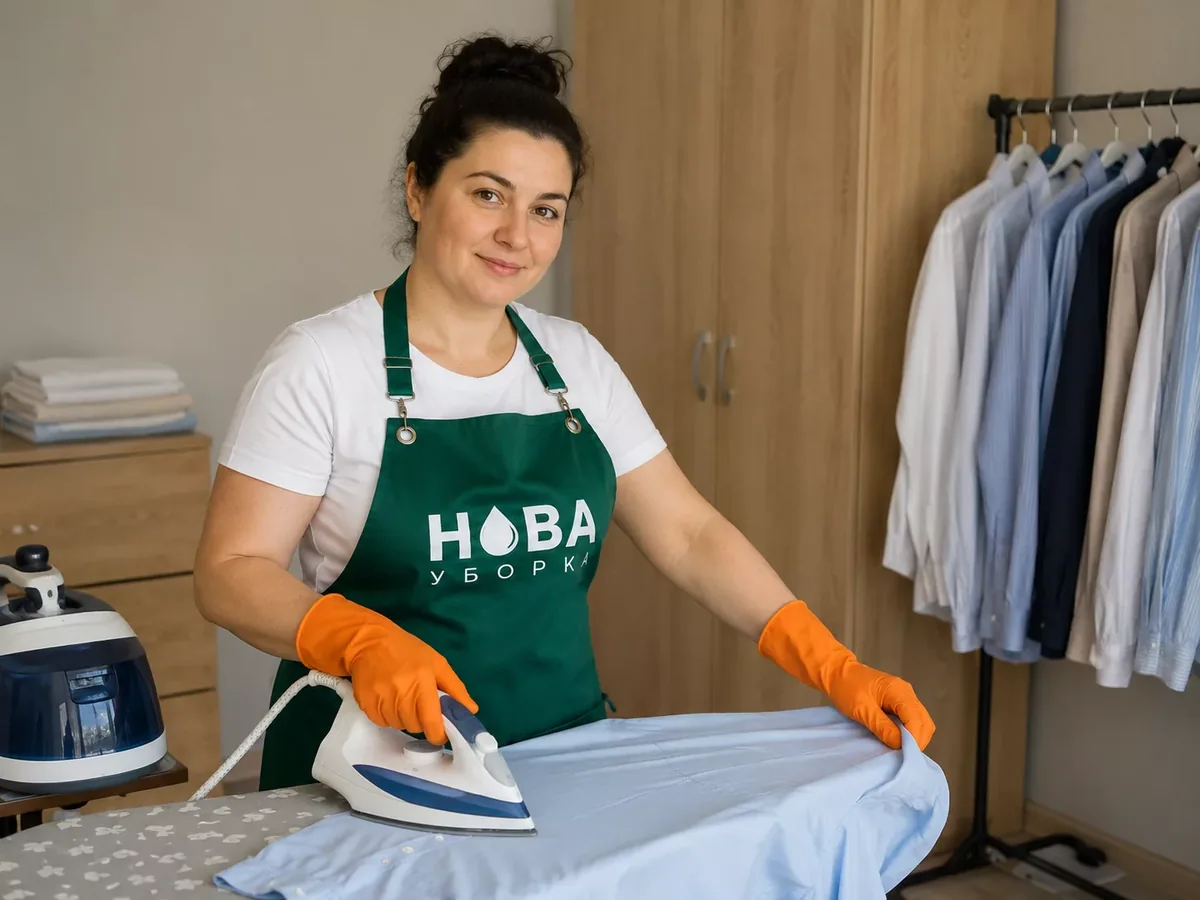Клинер НОВА за работой — глажка одежды на дому в Казани