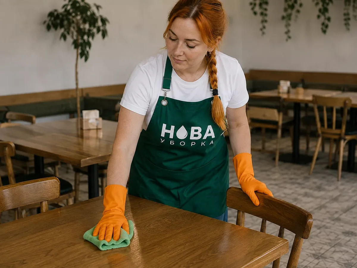 Клинер НОВА за работой — уборка кафе и ресторанов в Казани