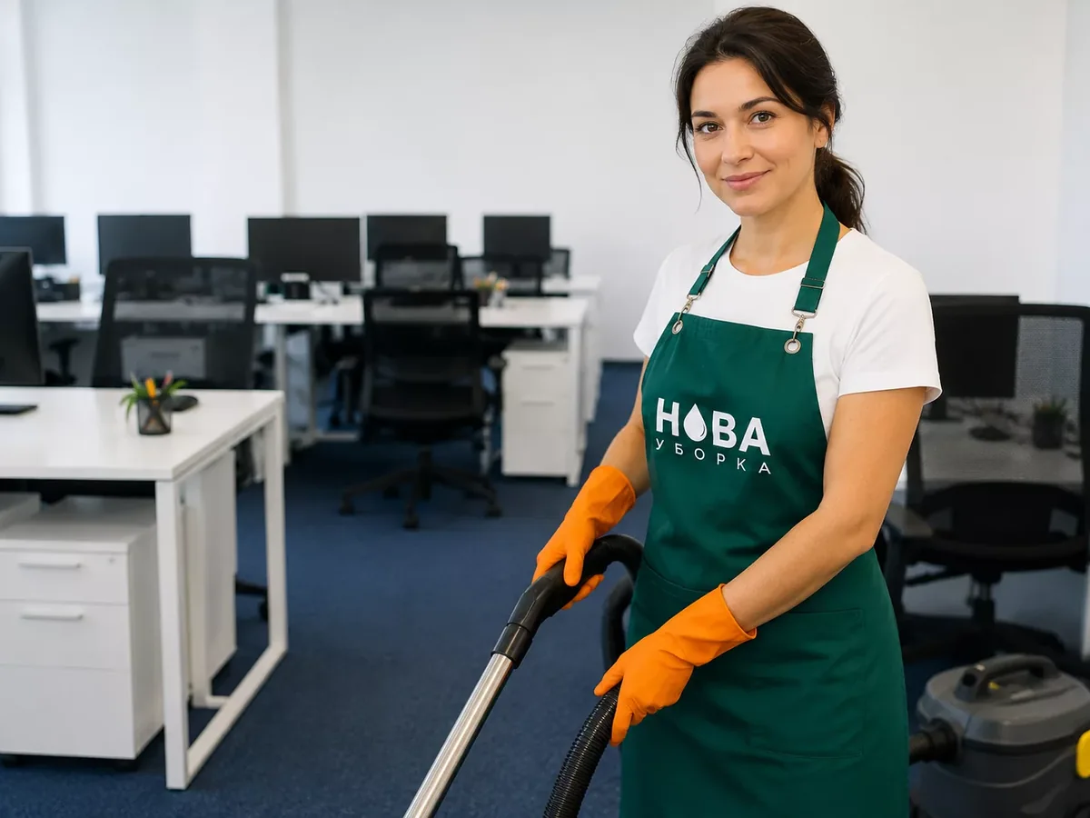 Клинер НОВА за работой — утренняя уборка офисов в Казани